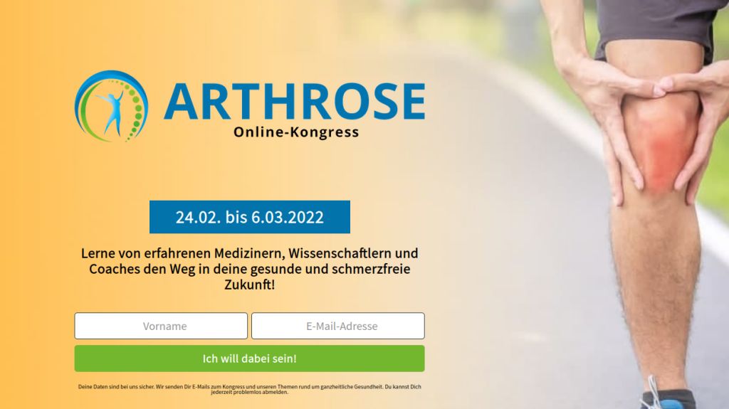 Hier geht's zum kostenlosen Arthrose Online-Kongress
