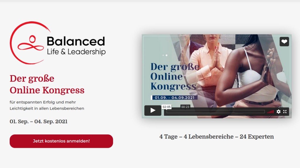 Hier geht's zum kostenlosen Balanced Life & Leadership Kongress