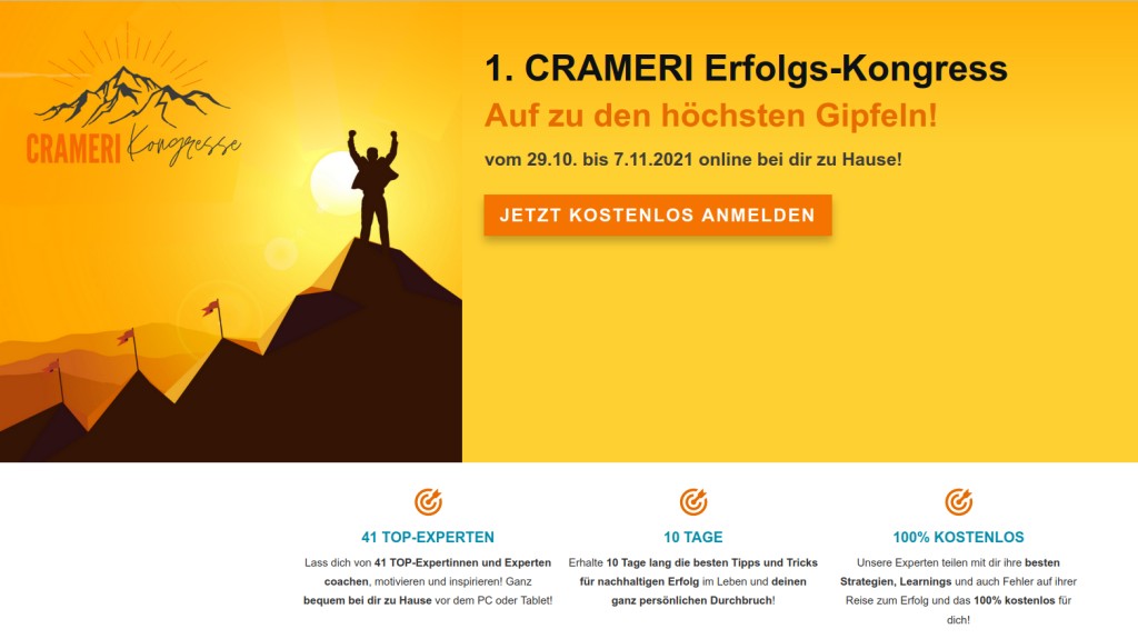Zum kostenfreien 1. CRAMERI Erfolgs-Kongress