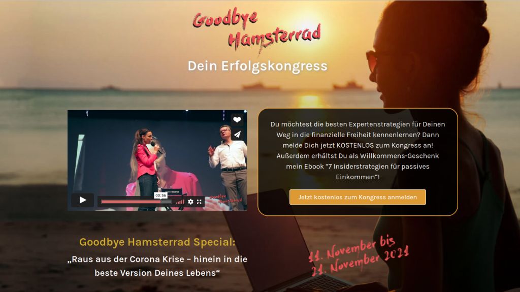 Hier geht's zum kostenlosen Erfolgskongress „Goodbye Hamsterrad“