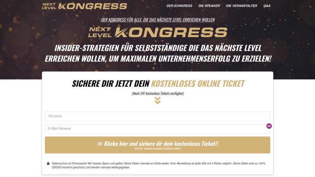 Zum noch kostenfreien Next Level Kongress