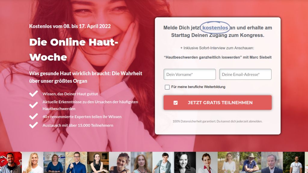 Zur kostenlosen Online Haut-Woche