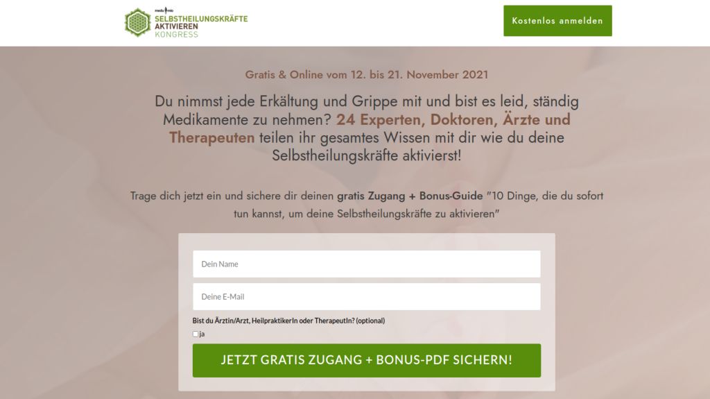 Zum kostenfreien Selbstheilungskräfte aktivieren Kongress