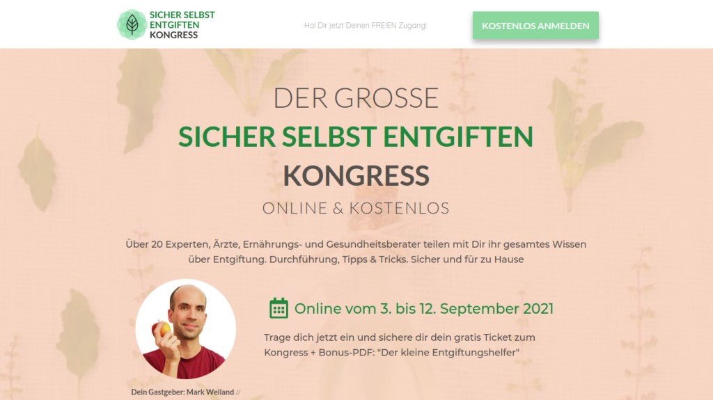 Zum kostenlosen Kongress: Sicher selbst entgiften