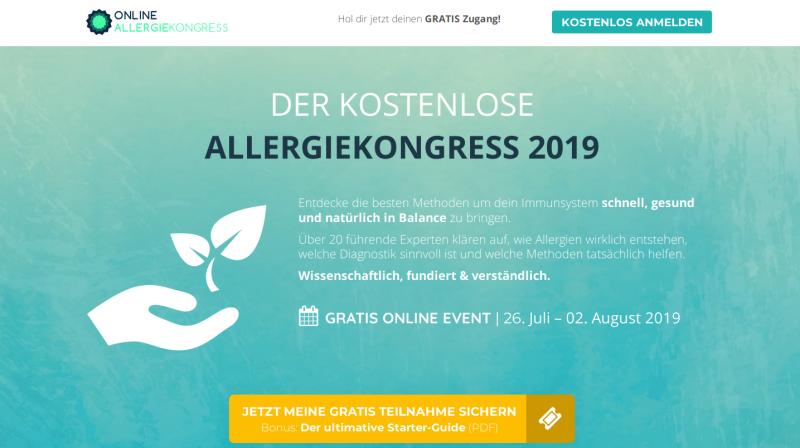 Hier geht's zum KOSTENLOSEN ALLERGIEKONGRESS 2019