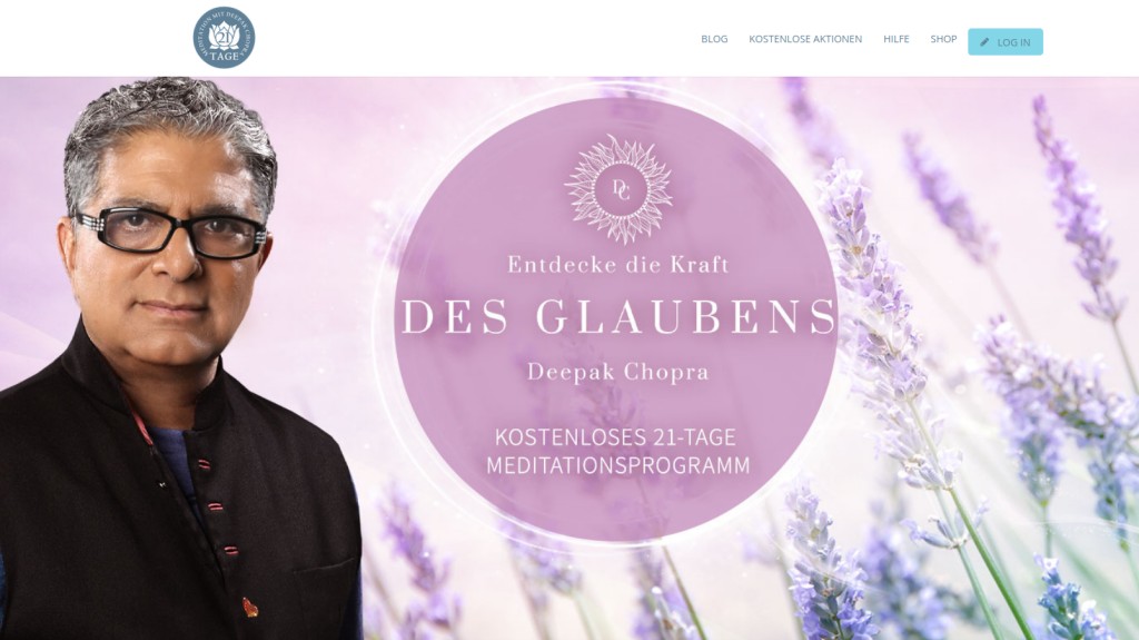 Hier geht's zu den kostenlosen Deepak Chopra 21-Tage Meditationen