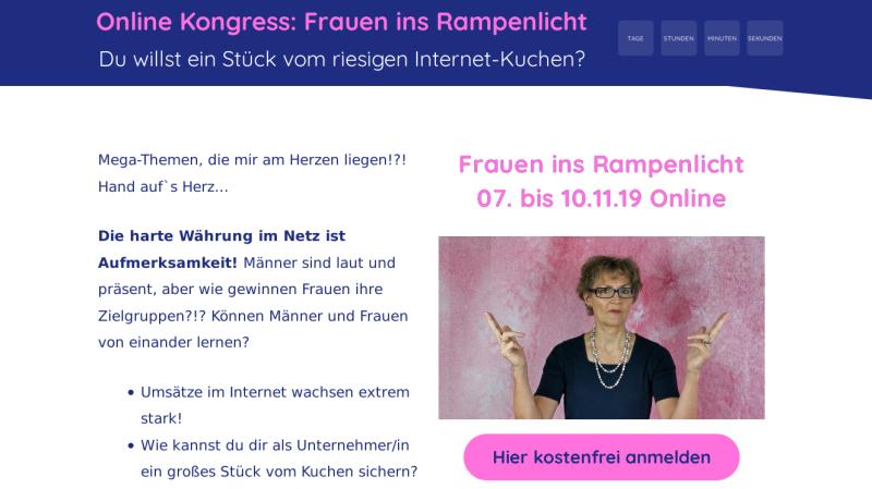 Hier geht's zum kostenlosen Frauen ins Rampenlicht - Online Kongress