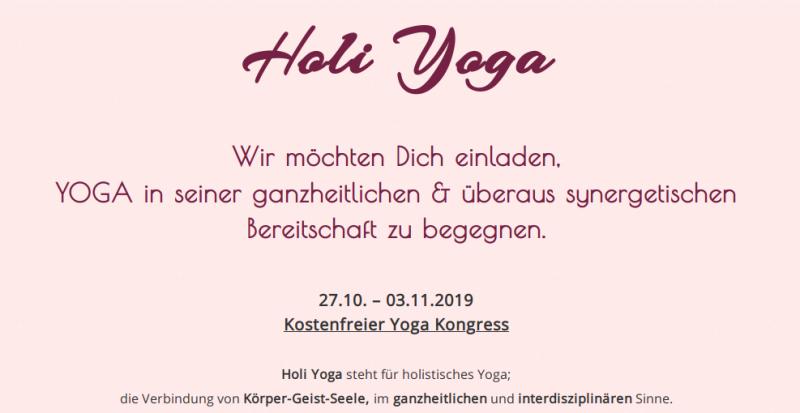 Hier geht's zum kostenlosen Holi Yoga Online Kongress