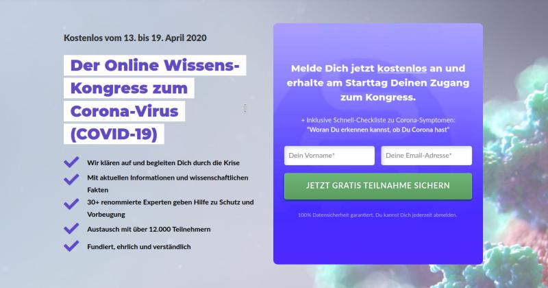 Hier geht's zum kostenlosen Wissens-Kongress zum Corona-Virus (COVID-19)