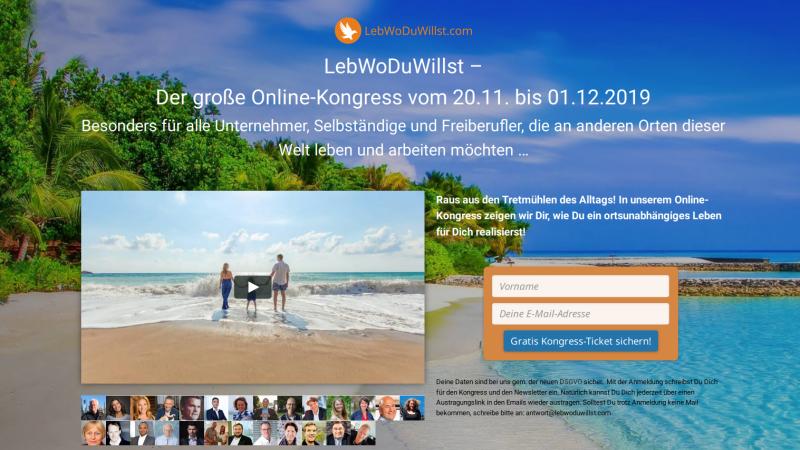 Hier geht's zum kostenlosen LebWoDuWillst – Online-Kongress