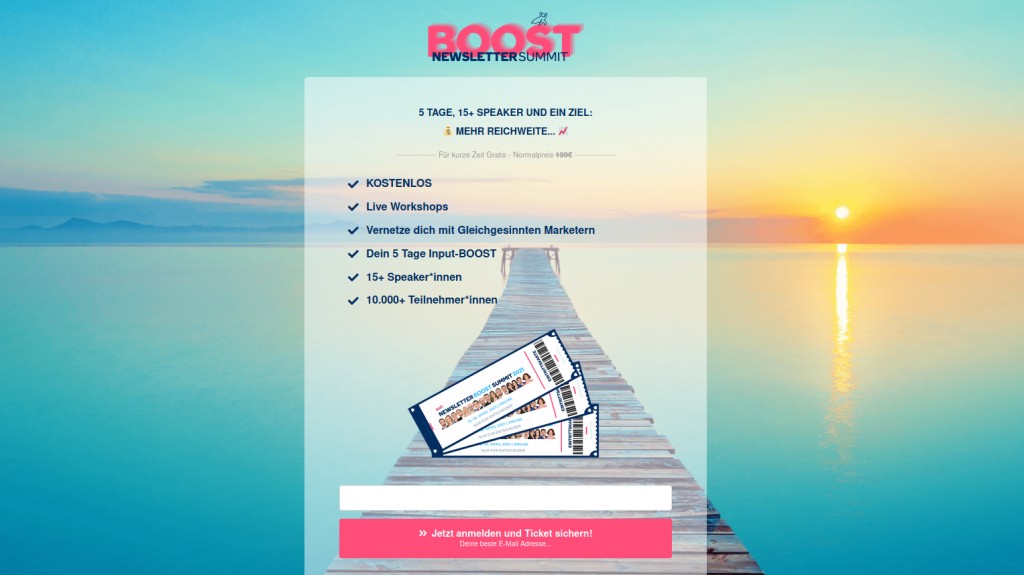 Hier geht's zum kostenlosen Newsletter BOOST Summit