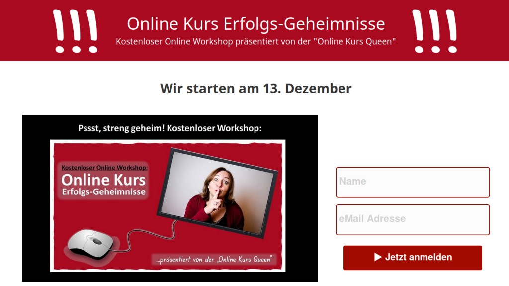 Hier geht's zum kostenlosen Online Kurs Erfolgs-Geheimnisse