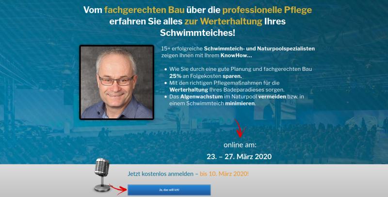 Hier geht's zum kostenlosen Schwimmteich Online-Kongress