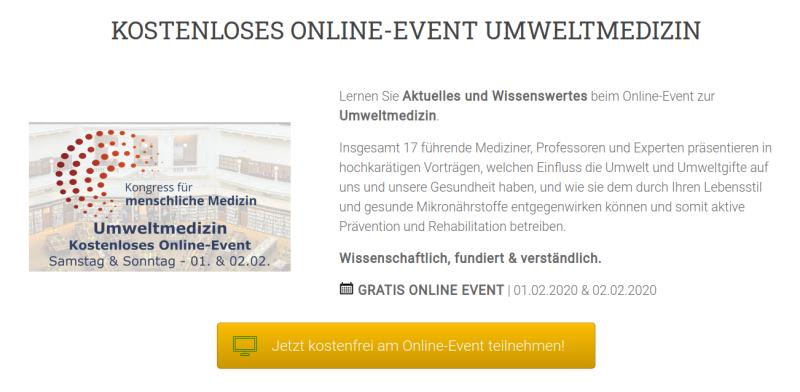 Hier geht's zur kostenlosen Online-Event zur Umweltmedizin
