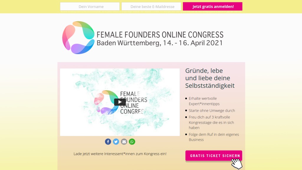 Hier geht's zum kostenlosen Female Founders Kongress