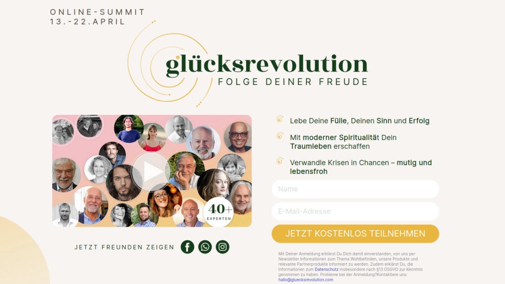 Hier geht's zur kostenlosen Glücksrevolution
