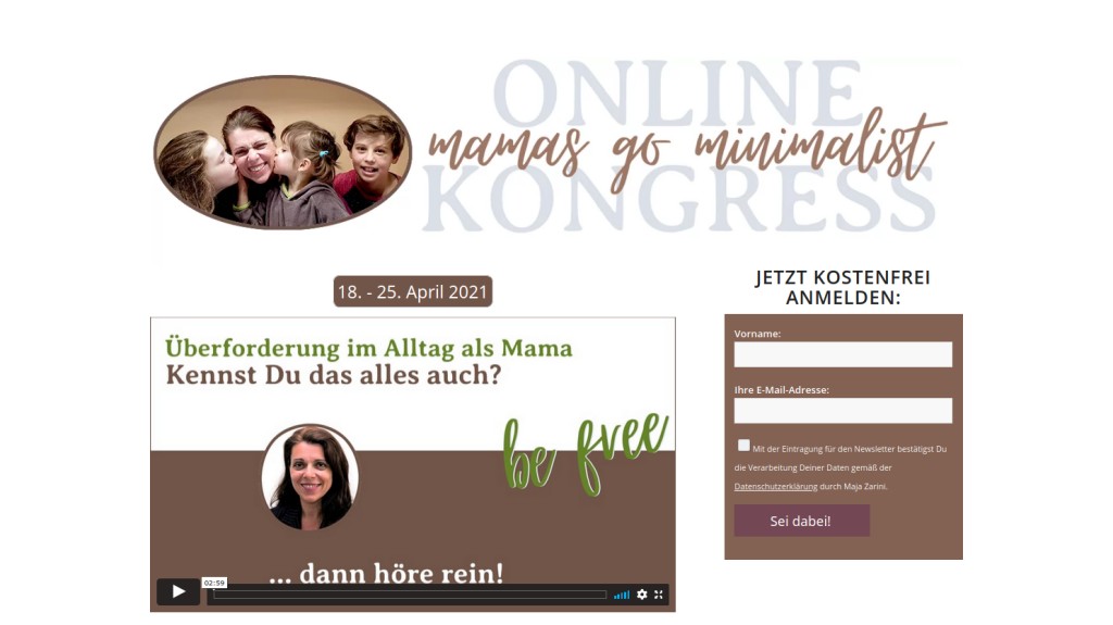 Hier geht's zum kostenlosen Kongress: Mamas go minimalist