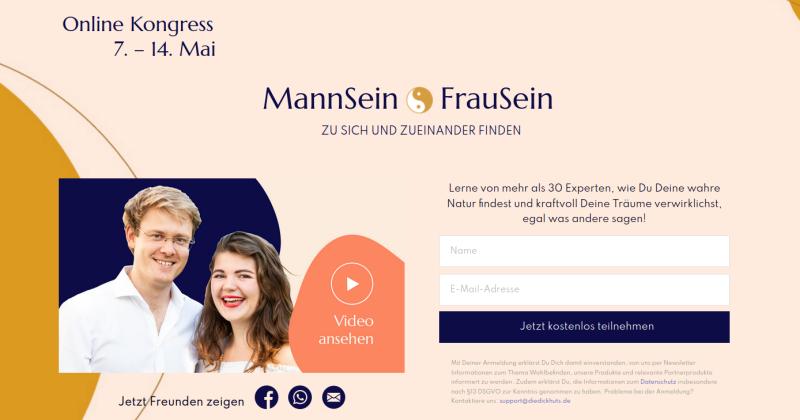 Hier geht's zum kostenlosen MannSein-FrauSein Onlinekongress