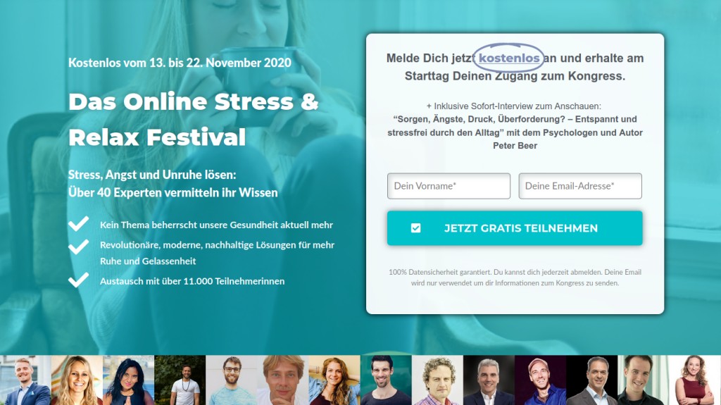 Hier geht's zum kostenlosen Online Stress & Relax Festival