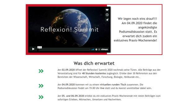 Hier geht's zum kostenlosen Reflexion! Summit 2020