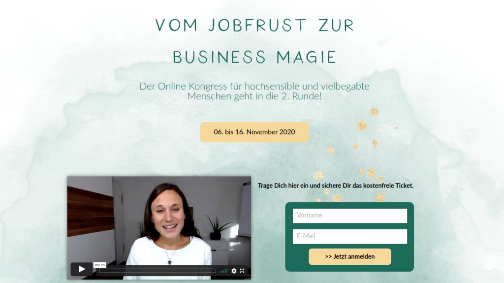 Hier geht's zum kostenlosen "Vom Jobfrust zur BusinessMagie" Kongress