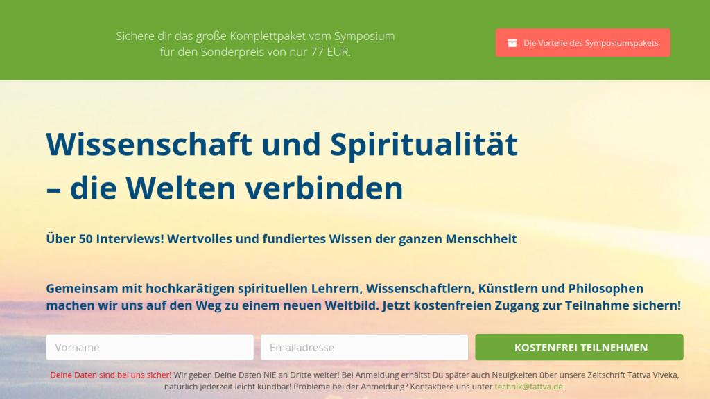 Hier geht's zum kostenlosen Wissenschaft und Spiritualität – Online Symposium
